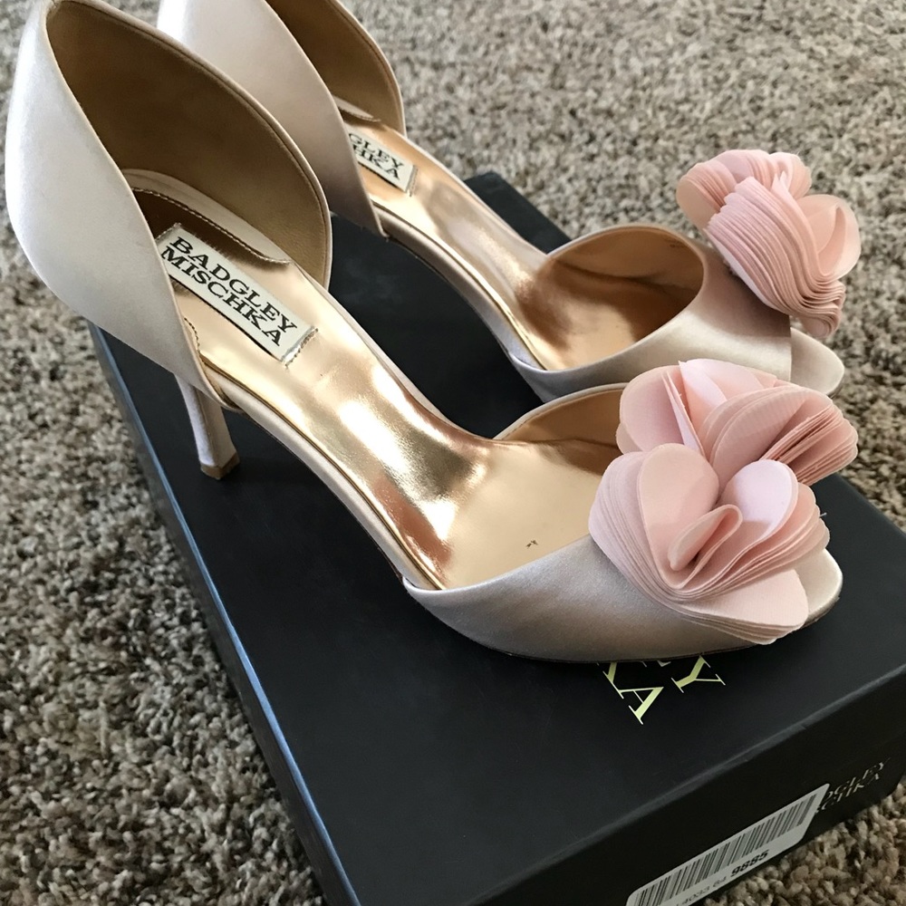 Badgley Mischka D’orsay Pink Satin Heels